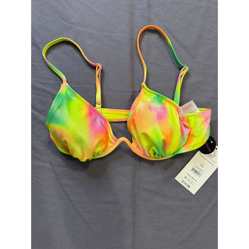 No Boundaries Underwire Bathing Suit Top. NWT. Multi Color. Size Small 3-5
